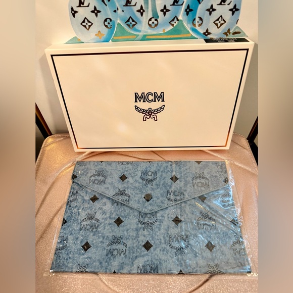 MCM Blue Monogram Clutch/Pouch NWT! GWP - Picture 2 of 4